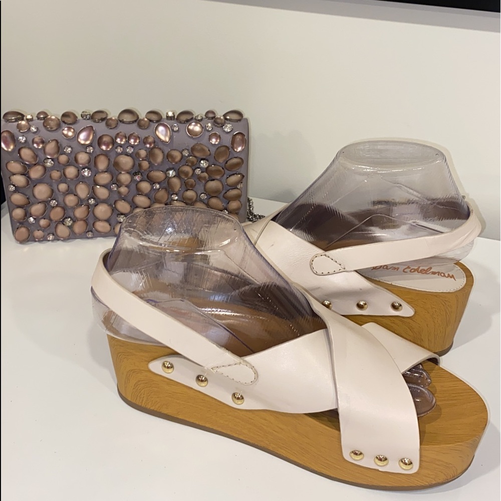 Sam Edelman Bentlee Wood Effect Flatform Heeled Sandals - Picture 7 of 11